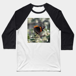 Orange and Black Butterfly with white spots Baseball T-Shirt